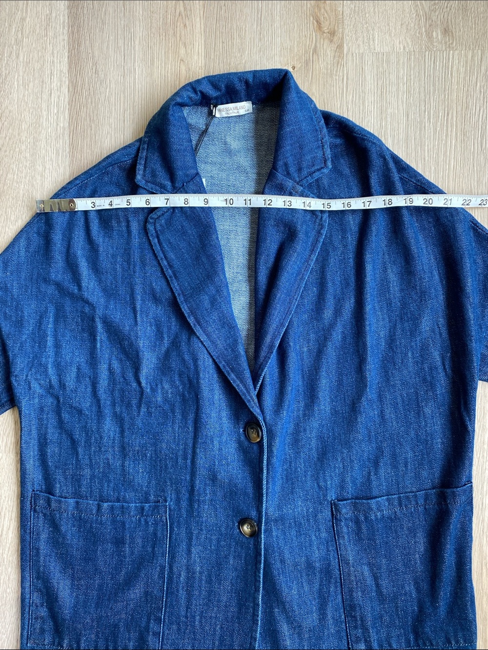 Vanessa Milano Italy Denim Oversized Blazer Jacket 100% Cotton S - Picture 12 of 13